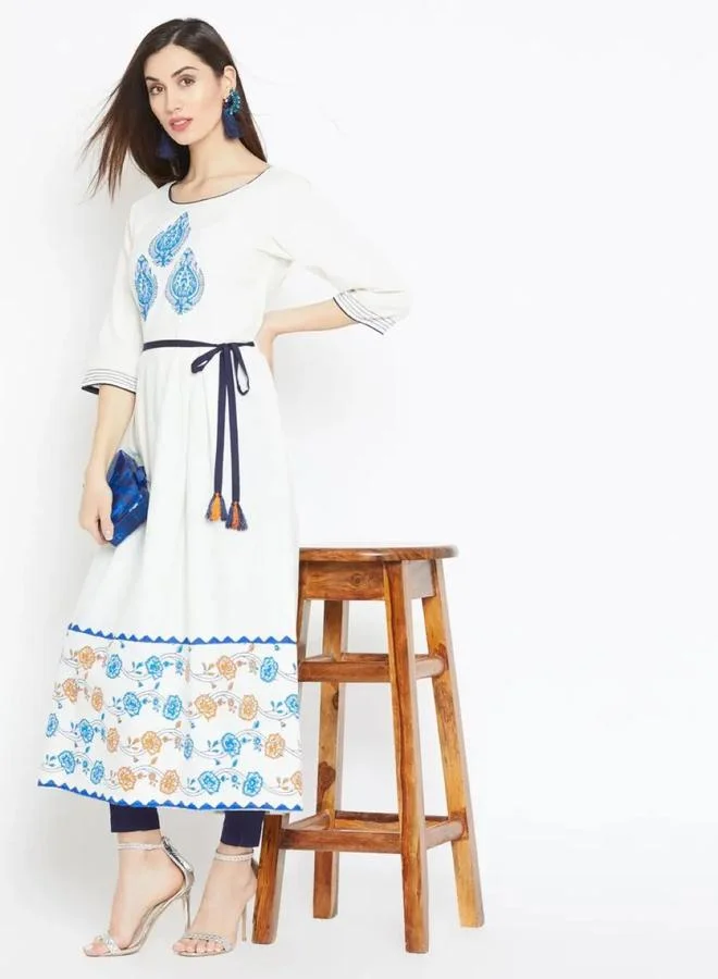 WineRed كورتا قطنية بحافة واسعة مطبوعة